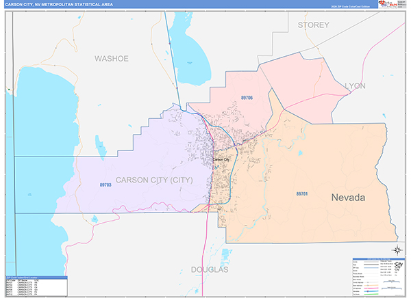 Carson City Metro Area Wall Map